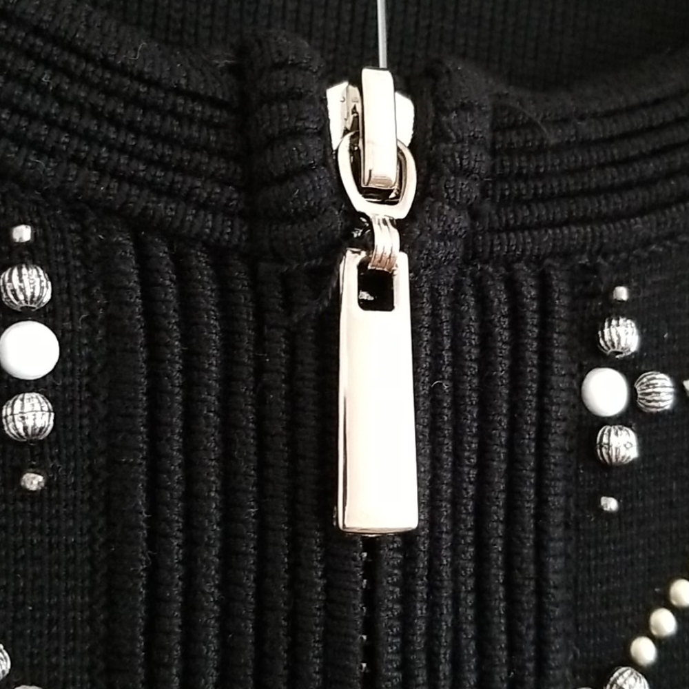 White House Black Market Beaded Studded Black Cardigan Jacket - Picture 3 of 6